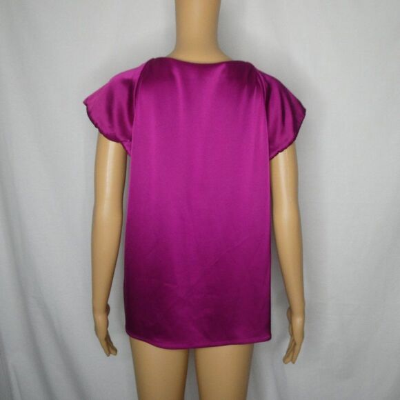 Theory Besette Bracket Pleated Blouse Top Fuchsia - Picture 9 of 9